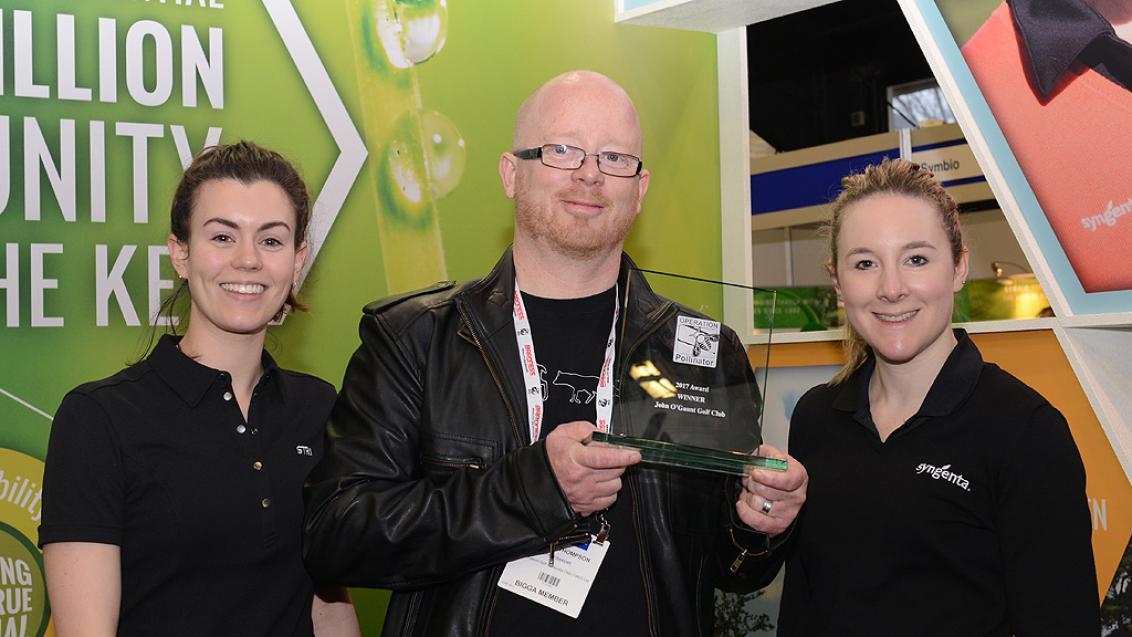 Steve Thompson of John O'Gaunt Golf Club with Sophie Vukelic and Caroline Carroll