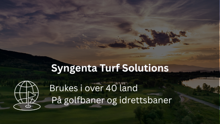 Syngenta Turf Solutions ad over dusk landscape with road and lake