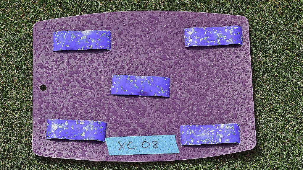 XC 08 coverage on water sensitive paper