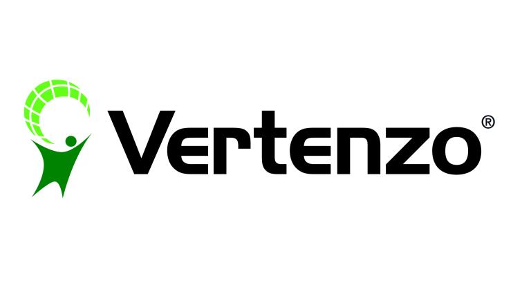 Vertenzo logo with green leaf icon and black text